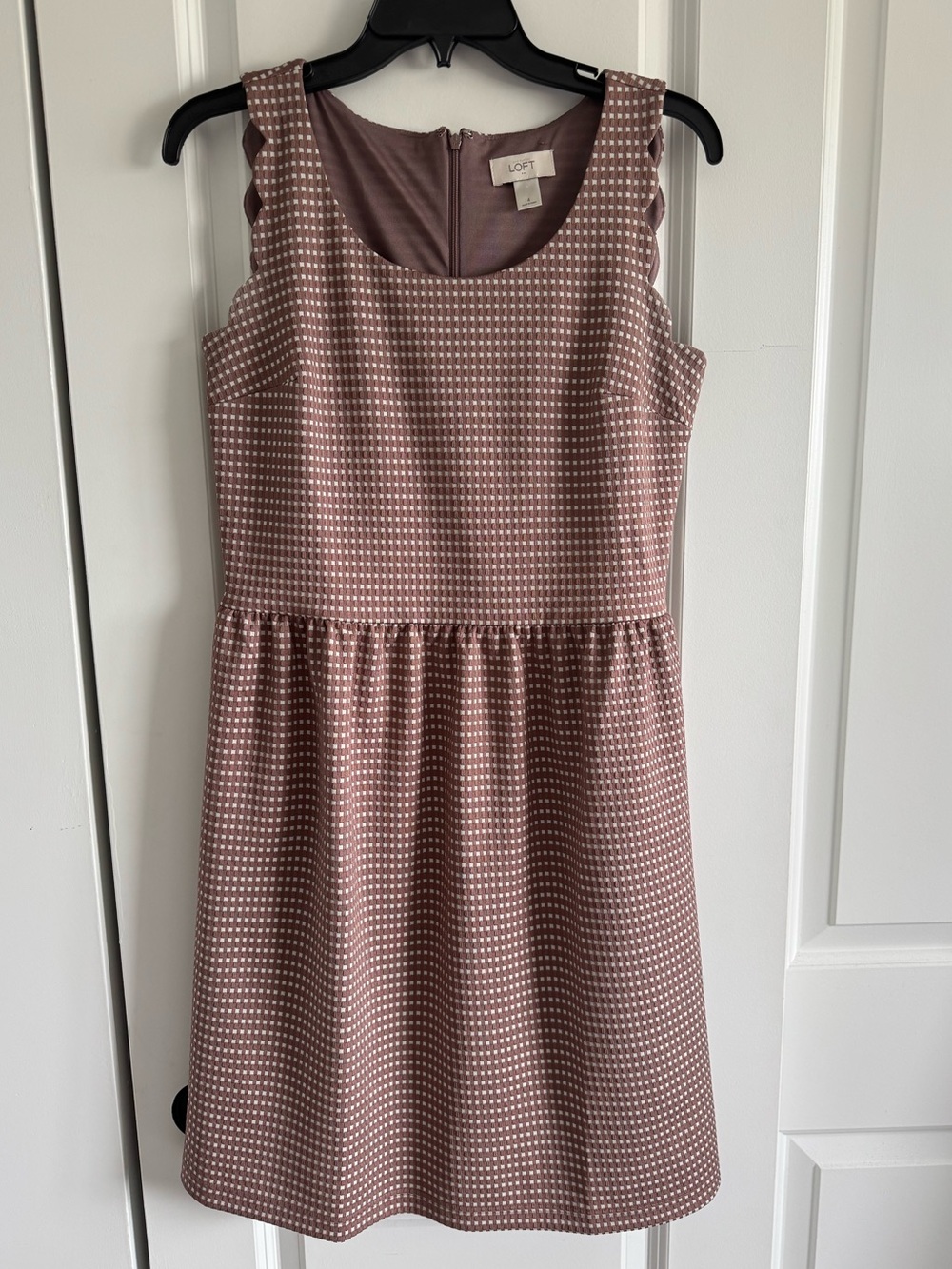 LOFT Mauve Sleeveless Printed Fit-and-Flare Dress